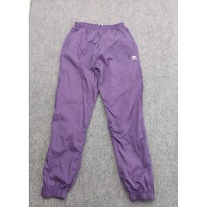 Vtg Umbro Track Pants Mens Large Purple Nylong Lined Drawstring Zip Ankles